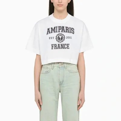 Ami Alexandre Mattiussi Logo-print Cropped T-shirt In White