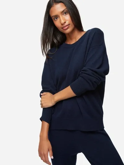 Derek Rose Women's Relaxed Sweater Daphne Cashmere Navy