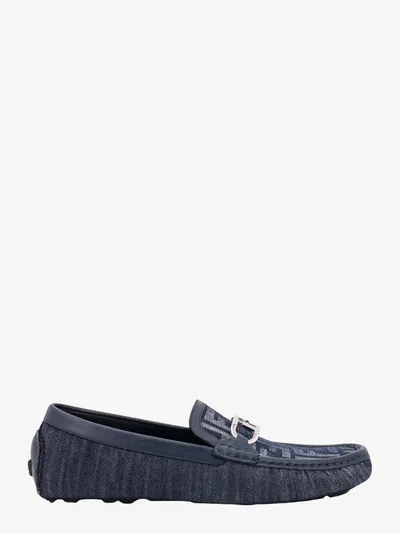 Fendi Driving Loafers In Blue