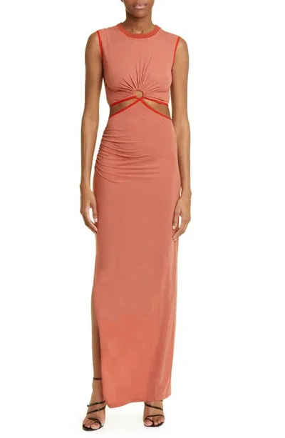 Nensi Dojaka Cutout Stretch-knit Maxi Dress In Orange