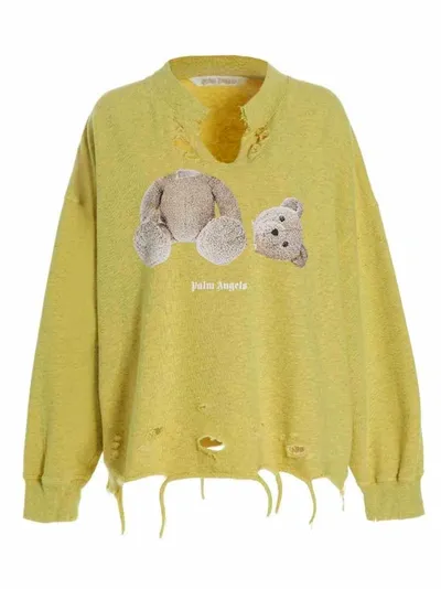 Palm Angels Gd Ripped Pa Bear Sweatshirt Yellow