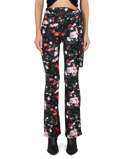 Rabanne Viscose Jersey Printed Flared Trousers In Black