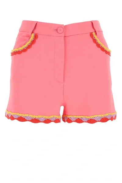 Moschino High-waisted Lace-trim Shorts In Pink