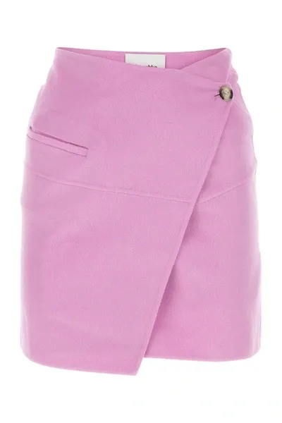 Nanushka Kyla Wool And Silk-blend Mini Wrap Skirt In Pink