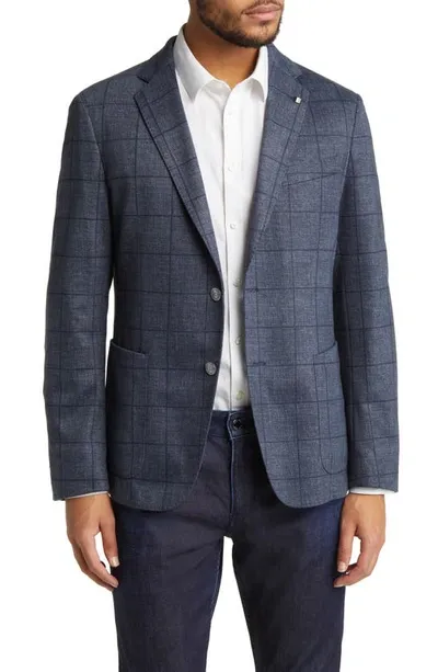 Hugo Boss Hanry Slim Fit Windowpane Plaid Sport Coat In Dark Blue