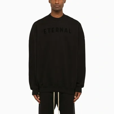 Fear Of God Flocked Cotton-jersey Sweatshirt In Black