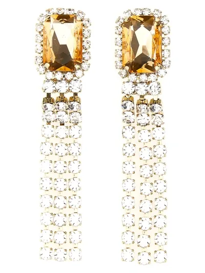 Dea Crystal Stone Pendant Earrings In Orange