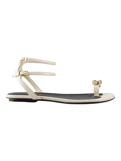 Lanvin 10mm Swing Leather Flat Sandals In White