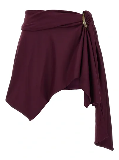 Attico Flounced Miniskirt Beachwear Bordeaux In Burgundy