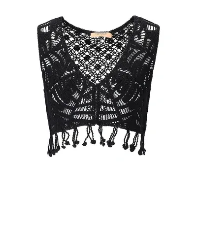 Twinset Crochet Top In Black