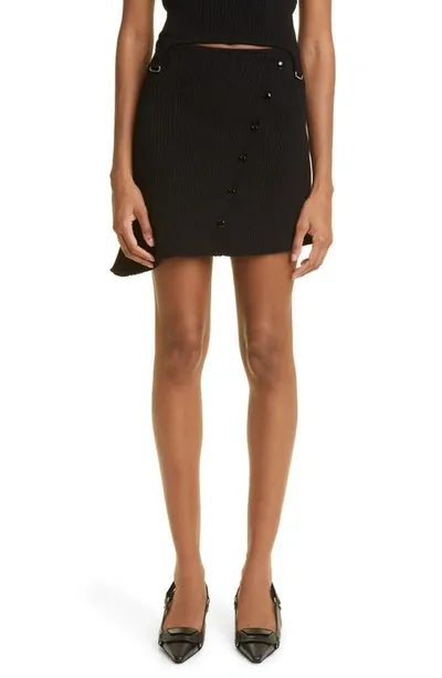 Courrèges Asymmetric Ribbed-knit Mini Skirt In Schwarz