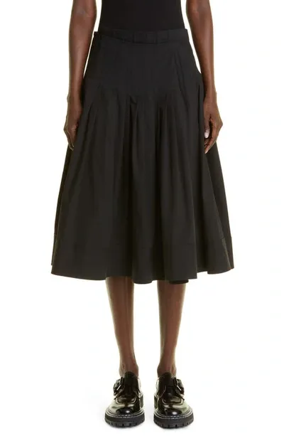 Proenza Schouler Eco Poplin Pleated Wrap Midi Skirt In Black