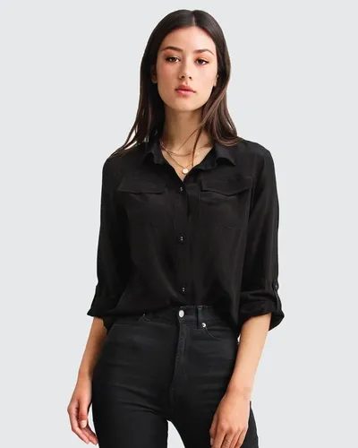 Belle & Bloom Eclipse Rolled Sleeve Blouse In Black