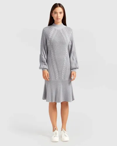 Belle & Bloom Love Letter Knit Dress In Grey