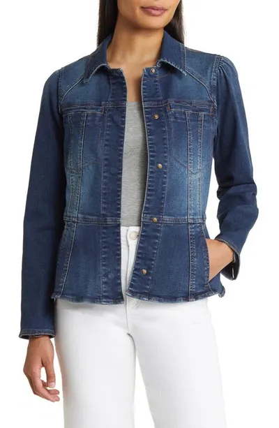 Wit & Wisdom Peplum Denim Jacket In Blue