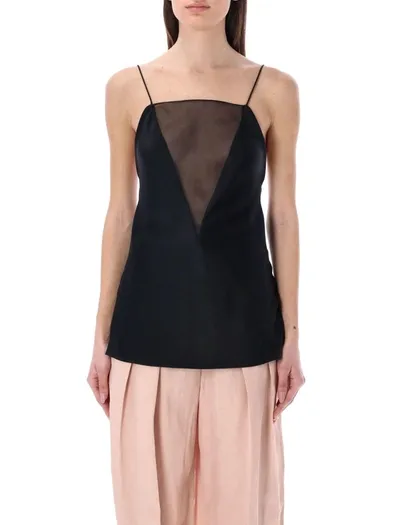 Stella Mccartney Top V Neck Satin In Black