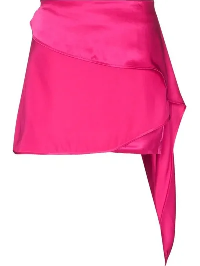 Gauge81 Drape-detail Satin-finish Skirt In Pink