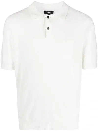 Stussy Logo-embroidered Polo Shirt In Ivory