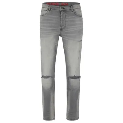 Hugo Tapered-fit Jeans In Light-gray Comfort-stretch Denim In Light Grey