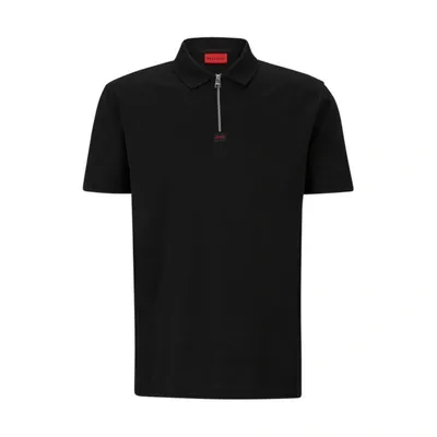 Hugo Deresom 223 Zip Polo T Shirt Black