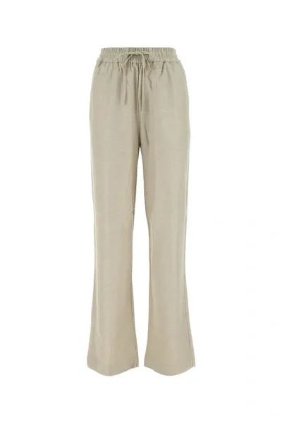 Co Drawstring Elastic Waist Pants In Beige