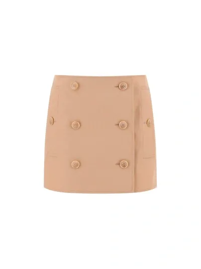 Burberry Cotton Gabardine Trench Miniskirt In Pale Nude