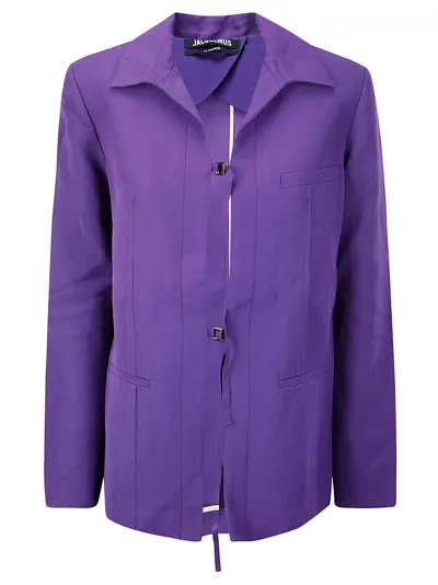 Jacquemus La Veste Amaro Crepe Self-tie Blazer In Purple