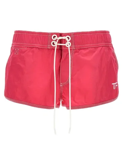 Tom Ford Logo Nylon Shorts In Pink