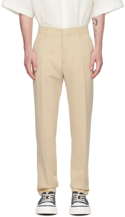 Ami Alexandre Mattiussi Beige Cigarette Fit Trousers In Vanille/709