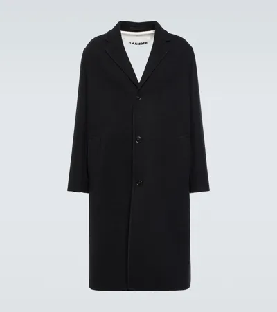 Jil Sander 'sport' Black Single-breasted Coat With Tonal Buttons In Wool Man