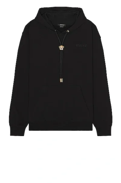 Versace Medusa Hardware Cotton Hoodie In Black