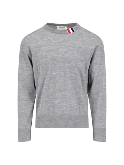 Thom Browne Tricolor Detail Sweater In Gray