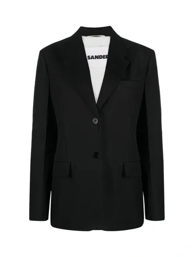 Jil Sander Single-breasted Cotton Blazer In Black