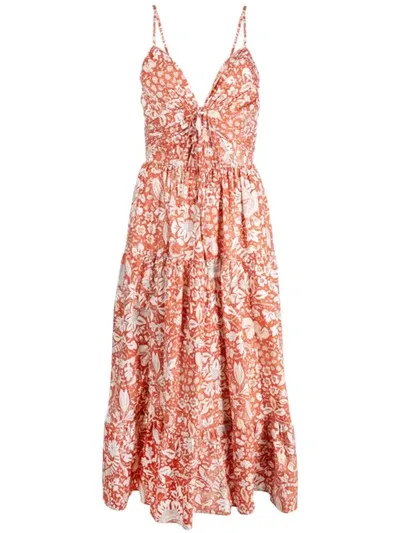 Ulla Johnson Phoebe Floral-print Midi Dress In Orange