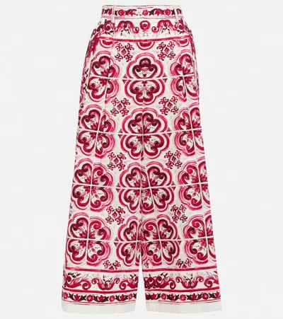 Dolce & Gabbana Majolica-print Cropped Culottes In Multi