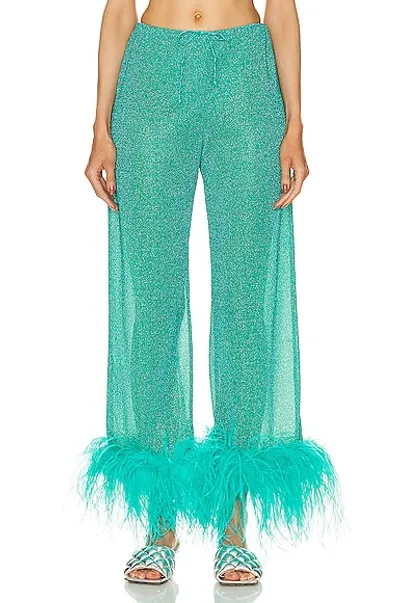 Oseree Oséree Lumière Plumage Metallic Trousers In Blue