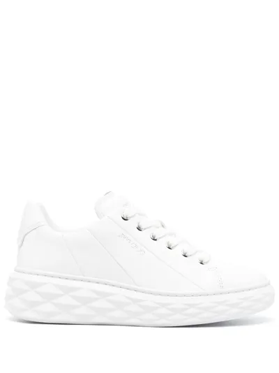 Jimmy Choo Diamond Sneakers In White Leather