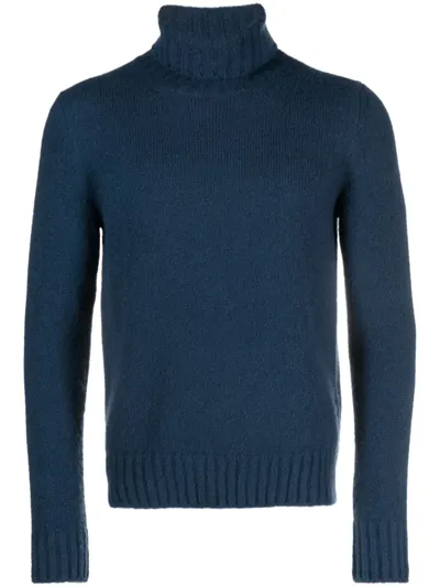 Tom Ford Roll-neck Cashmere-silk Jumper In Blue