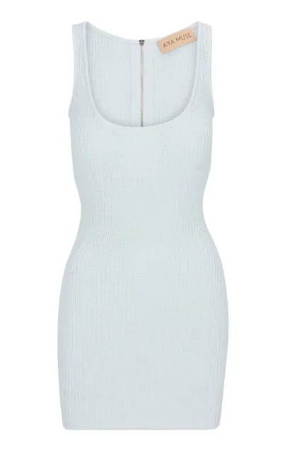 Aya Muse Belu Cotton-blend Knit Dress In Light Blue