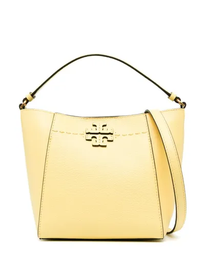 Tory Burch Mcgraw Logo-patch Bag In Yellow