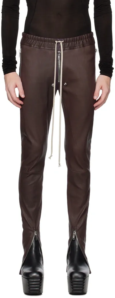 Rick Owens Brown Gary Leather Pants