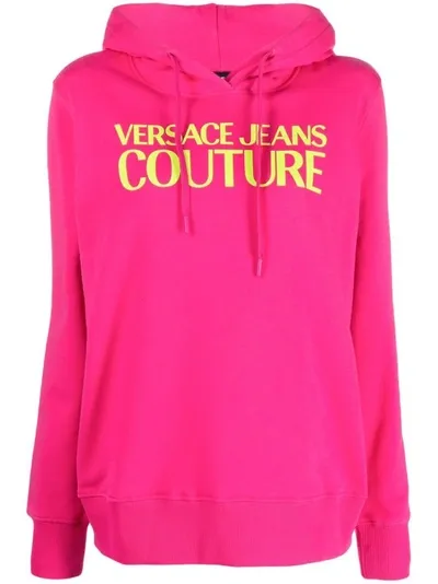 Versace Jeans Couture Logo-print Detail Hoodie In Pink