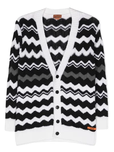 Missoni Kids' Zig Zag-print Cardigan In Black