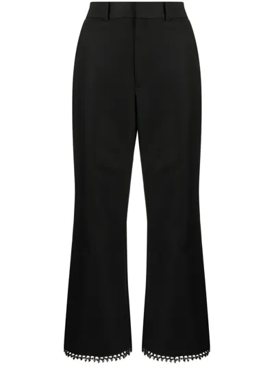 Rosie Assoulin Cropped Flare Trouser With Fringe Trim In Black