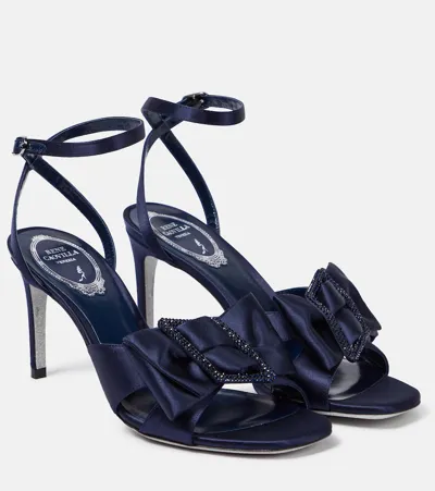 René Caovilla Bow-detail Embellished Satin Pumps In Blue