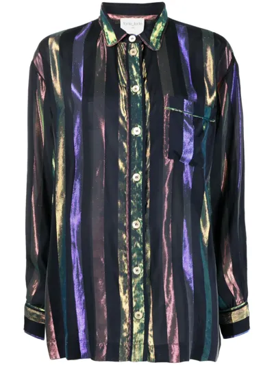 Forte Forte Stripe-print Metallic Finish Shirt In Multicoloured