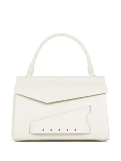 Maison Margiela Small Grained Leather Tote Bag In White