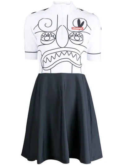 Charles Jeffrey Loverboy Graphic-print Contrast Dress In Black