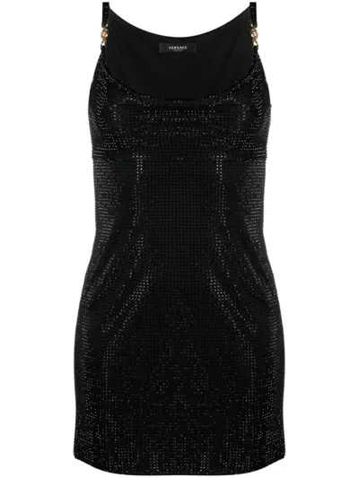 Versace Women's Sleeveless Crystal-embellished Minidress In Black