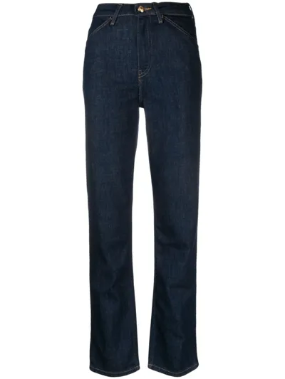 Tommy Hilfiger Logo-patch High-rise Straight-leg Jeans In Blue